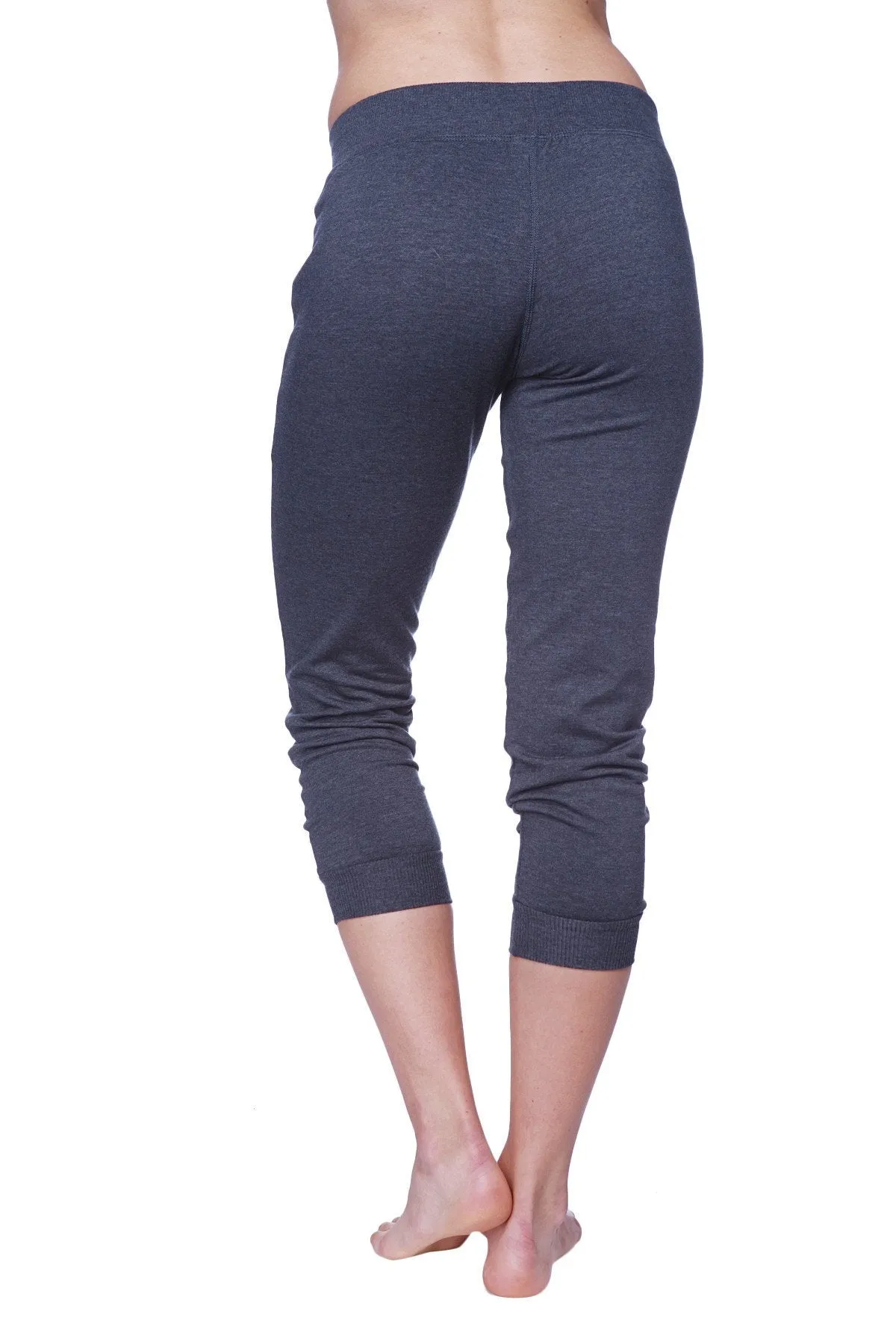 3/4 Cuffed Capri Yoga Pant (Charcoal w/Black)