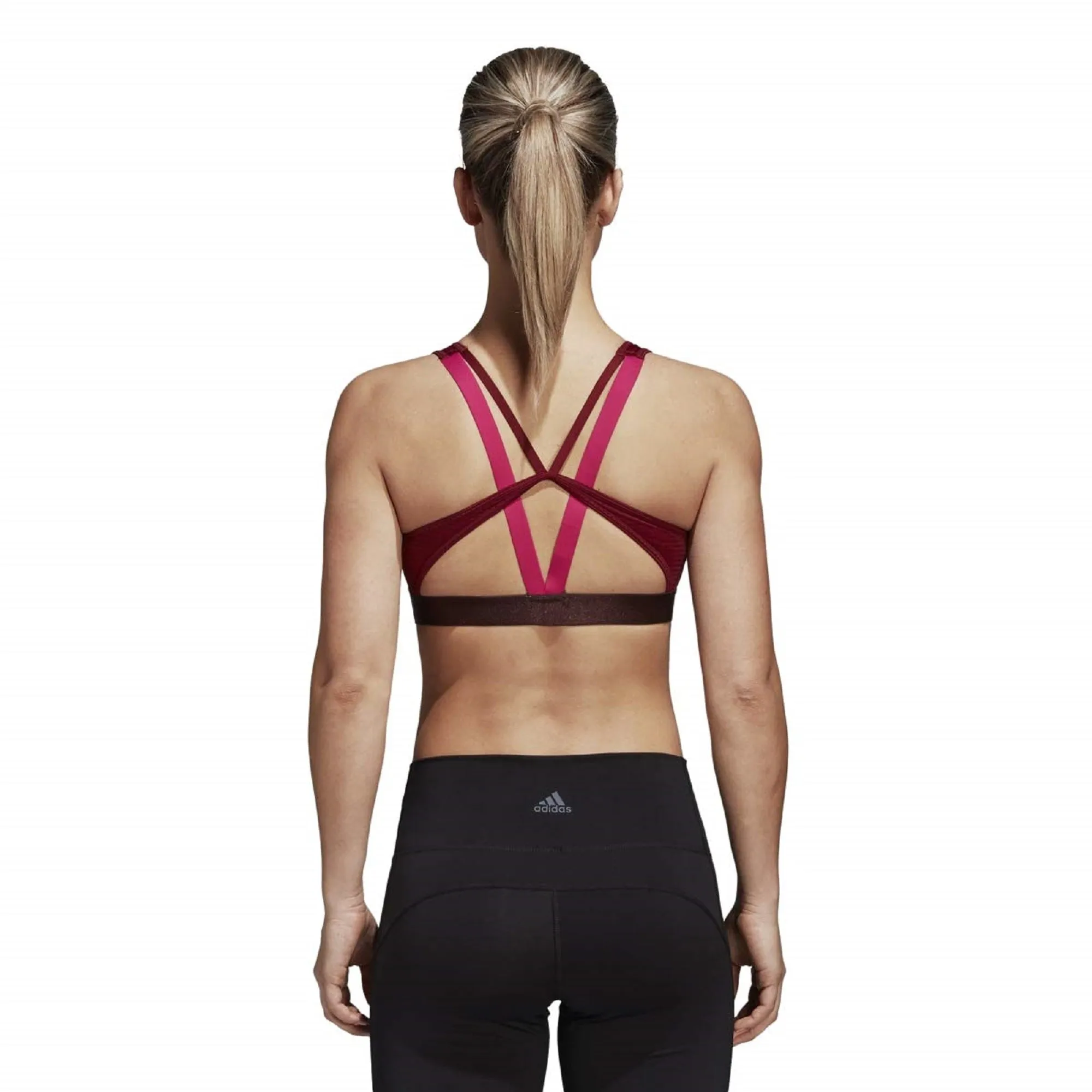 Adidas Women's High-Neck Sports Bra, Noble Maroon/Night Red, XS