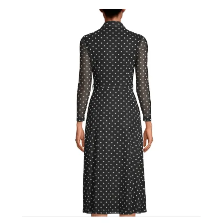 Anne Klein Polka Dot Long Sleeve Shirtdress, Size 14