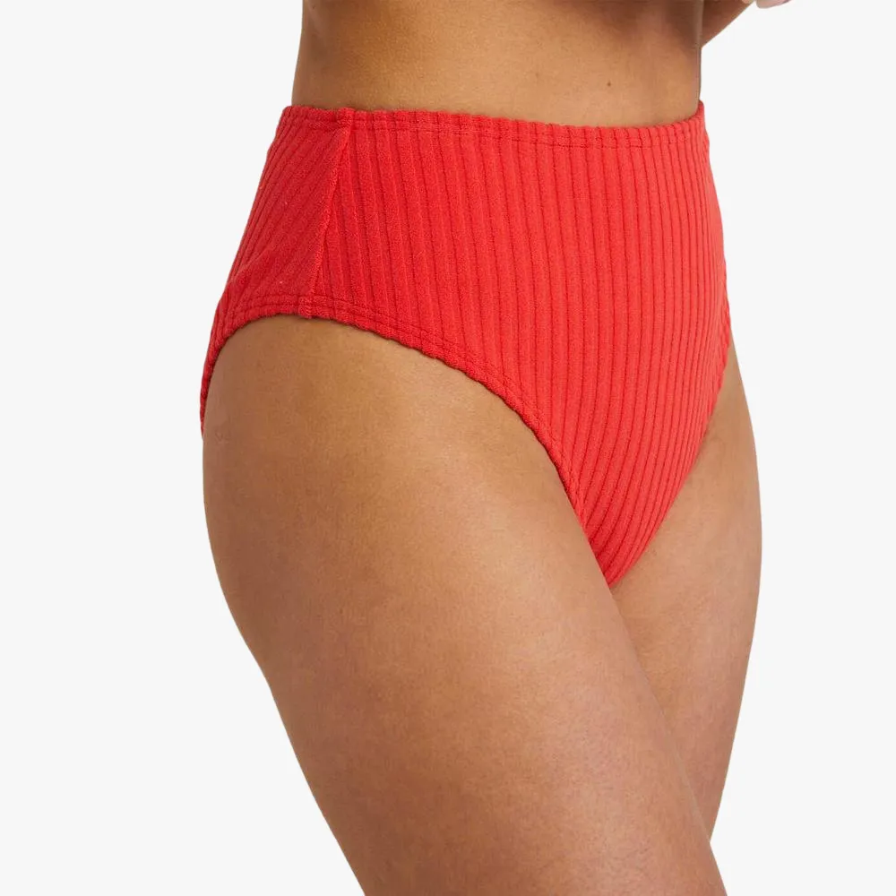 Billabong Womens Terry Rib Maui Bikini Bottom Fire Red