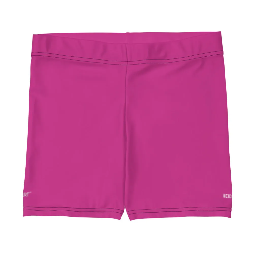 Bright Hot Pink Women's Shorts, Bright Fun Ladies' Best Pink Gym Tights-Made in USA/EU/MX