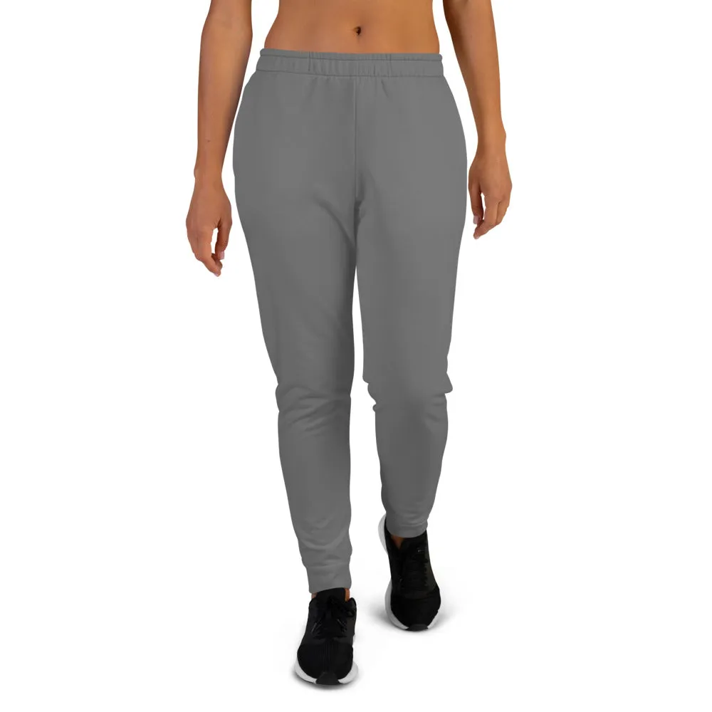 Charcoal Gray Women's Joggers, Solid Print Premium Slim Fit Best Sweapants- Made in EU