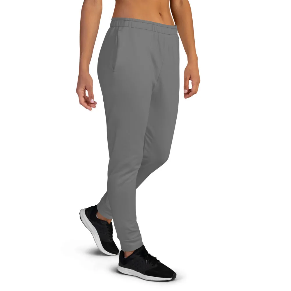 Charcoal Gray Women's Joggers, Solid Print Premium Slim Fit Best Sweapants- Made in EU