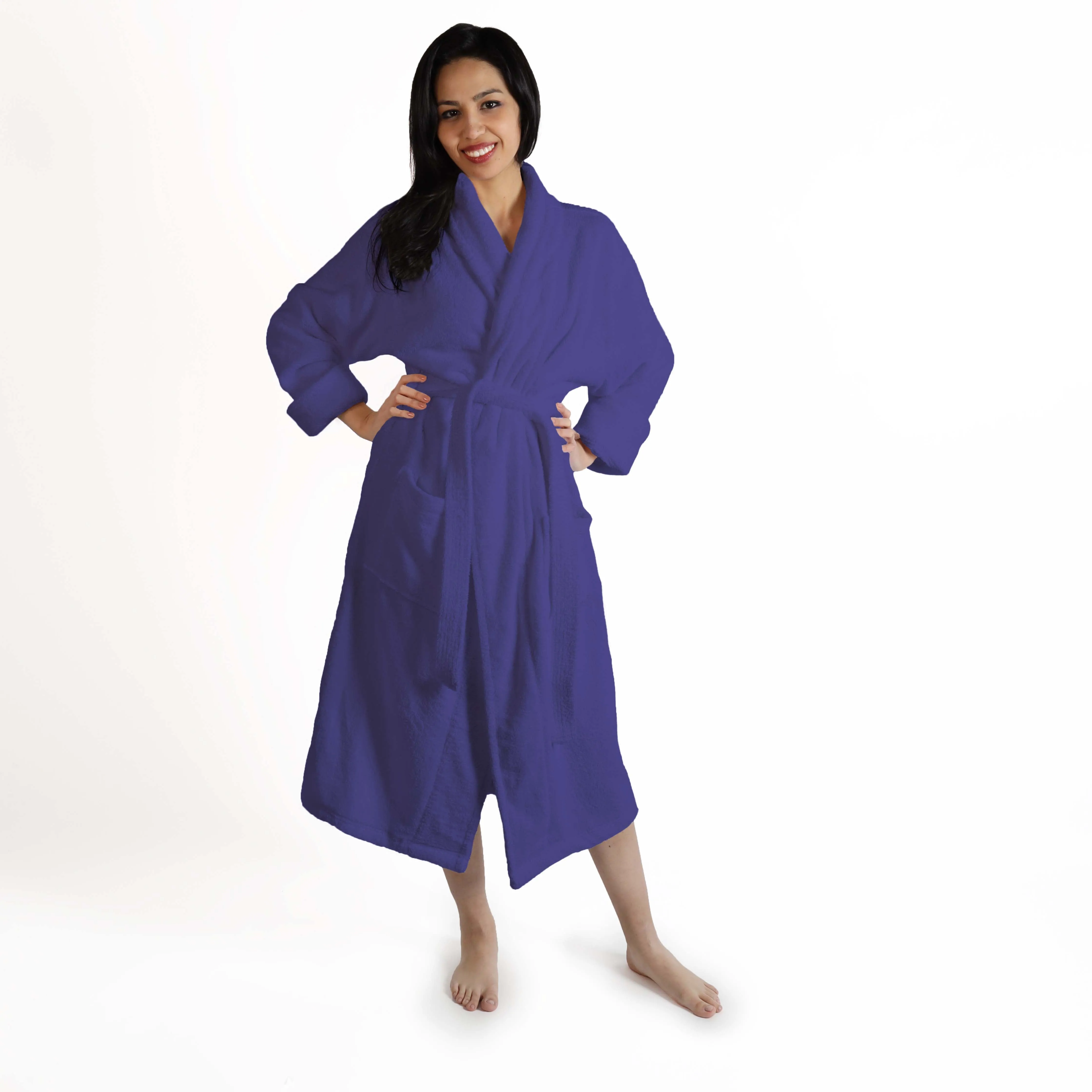 Classic Women's Bath Robe Turkish Cotton Bathrobe with Adjustable Belt