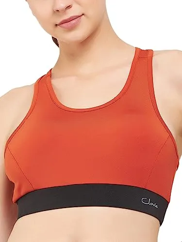 Clovia Women's Medium Impact Padded Racerback Sports Bra (BR2084P06_Brown_XL)