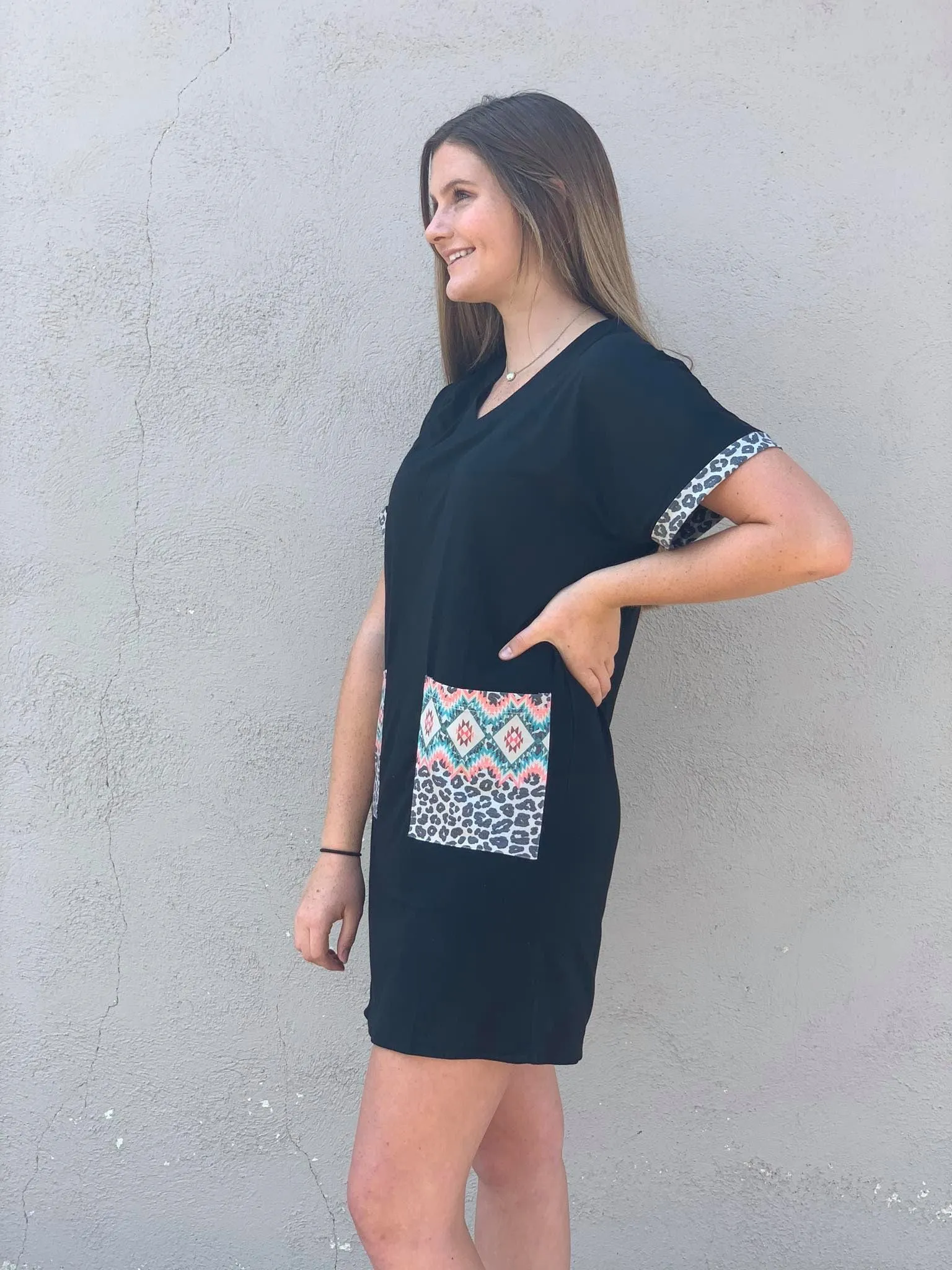 Crazy Train Black w/ Aztec Pockets Verano Dress