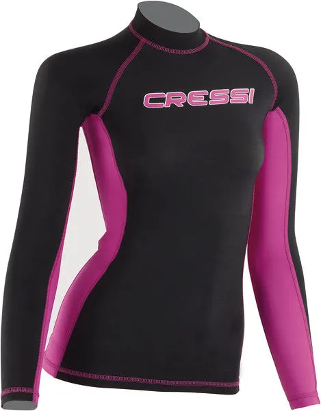 Cressi Women Long Sleeve Rash Guard, Black / Pink