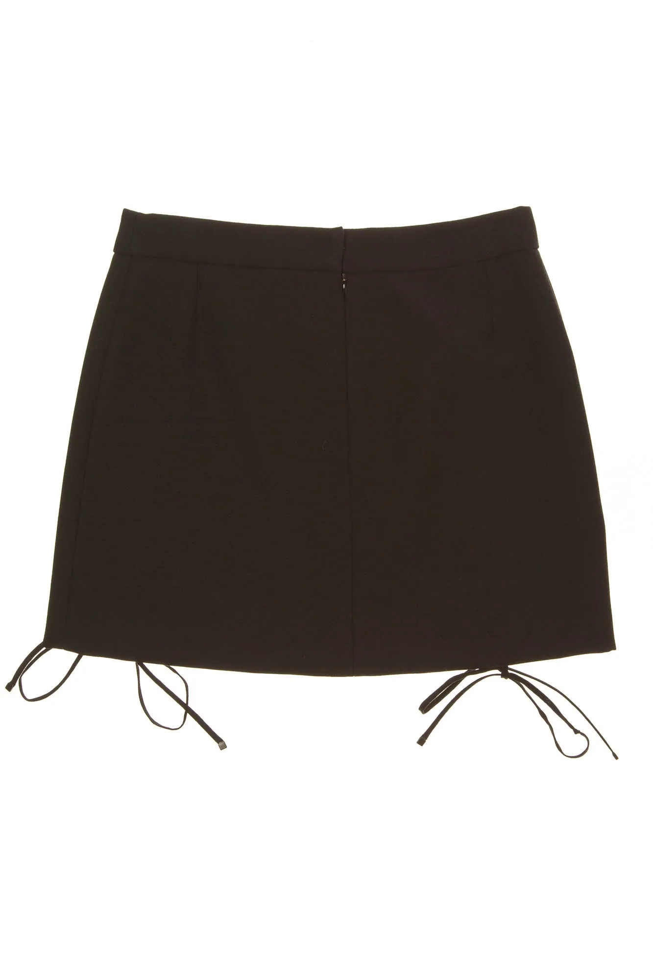 Dolce & Gabbana - Black Lace Up Mini Skirt with Leather Trim - IT 40