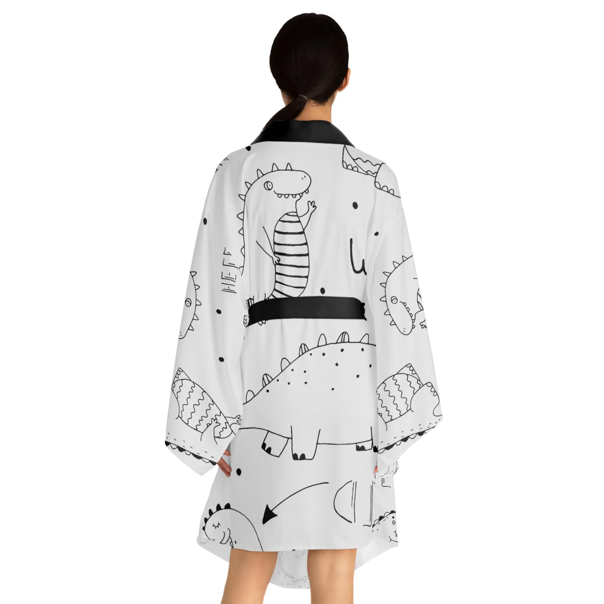 Doodle Dinosours - Inovax Long Sleeve Kimono Robe