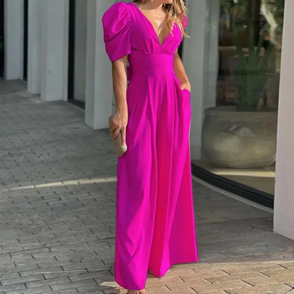 Dresses for Women Casual Women Solid Color Jumpsuit Open Back Elegance Sexy Off Shoulder Party Clubwear L B-57109