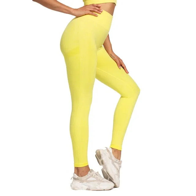 Elastic Comfortable Women's High Waist Seamless Cotton Yoga Pants