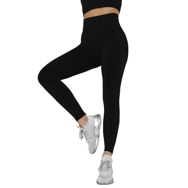 Elastic Comfortable Women's High Waist Seamless Cotton Yoga Pants