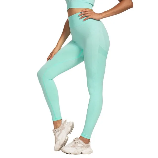 Elastic Comfortable Women's High Waist Seamless Cotton Yoga Pants