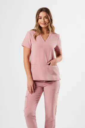 FLEX TWO-POCKET WOMEN'S SCRUB TOP (PINK PEONY)