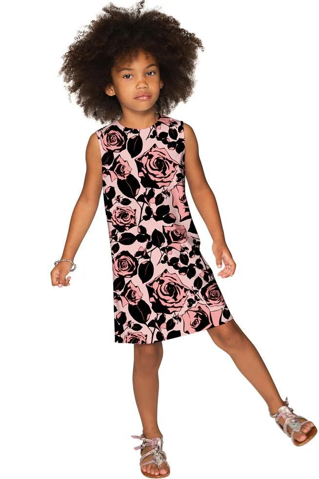 Flirty Girl Pink Black Floral Mommy and Me Dress