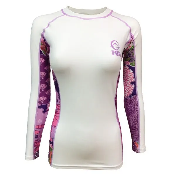 Fuji Sports Women's Kimono Rash Guard White Pink