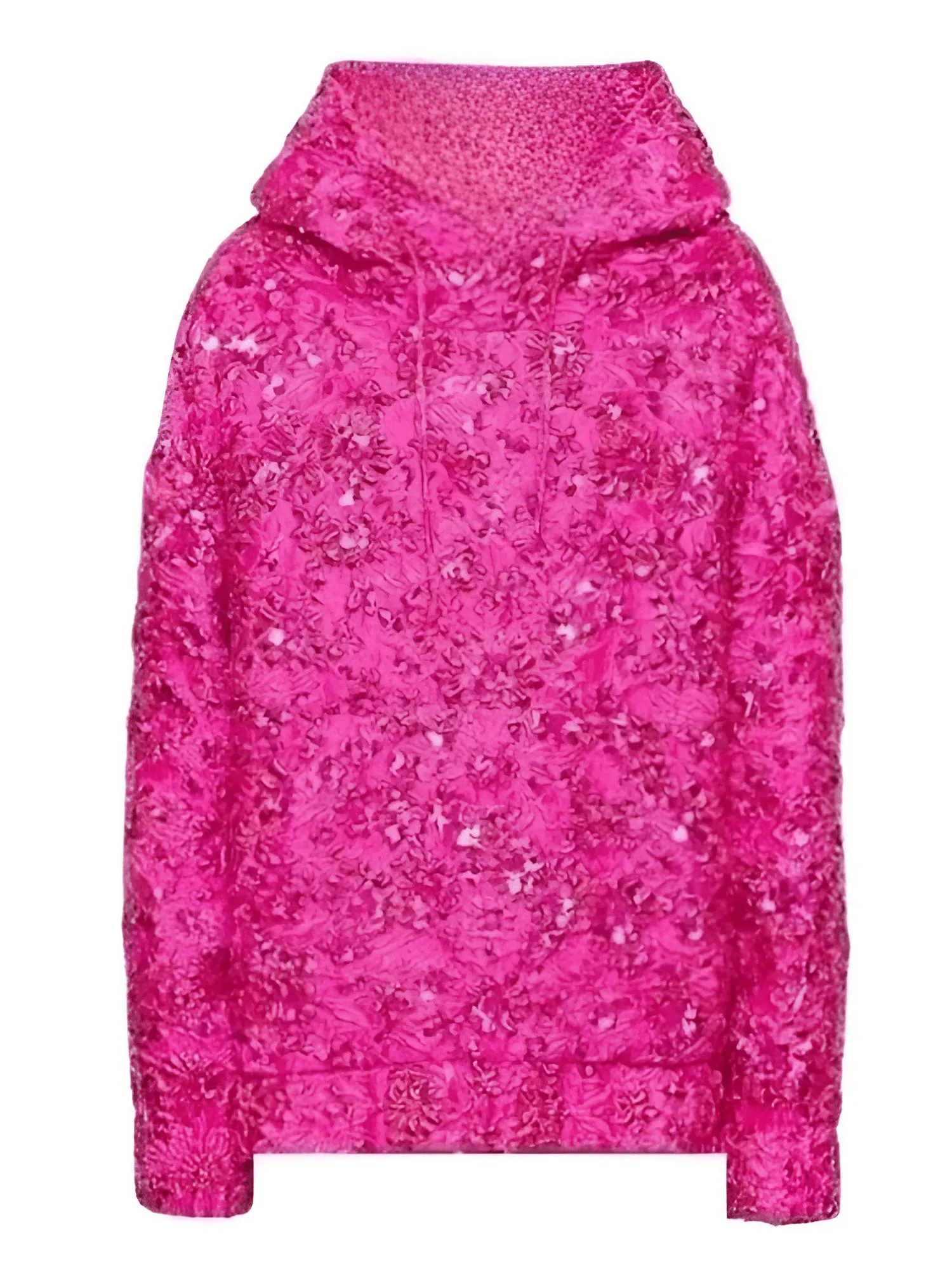 F/W Designer Tops Women's Pink Beaded Hoodie Loose Jacquard