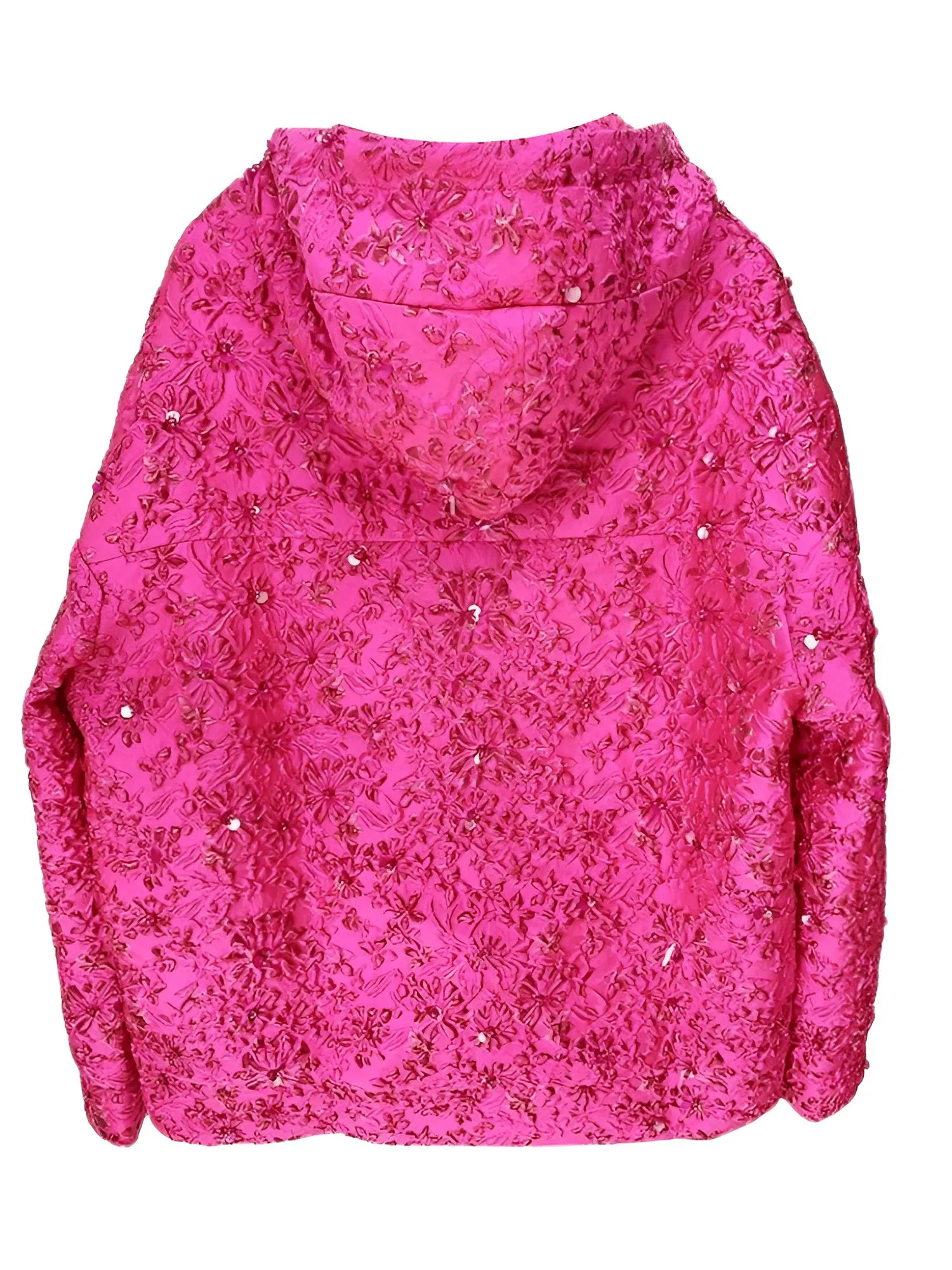 F/W Designer Tops Women's Pink Beaded Hoodie Loose Jacquard