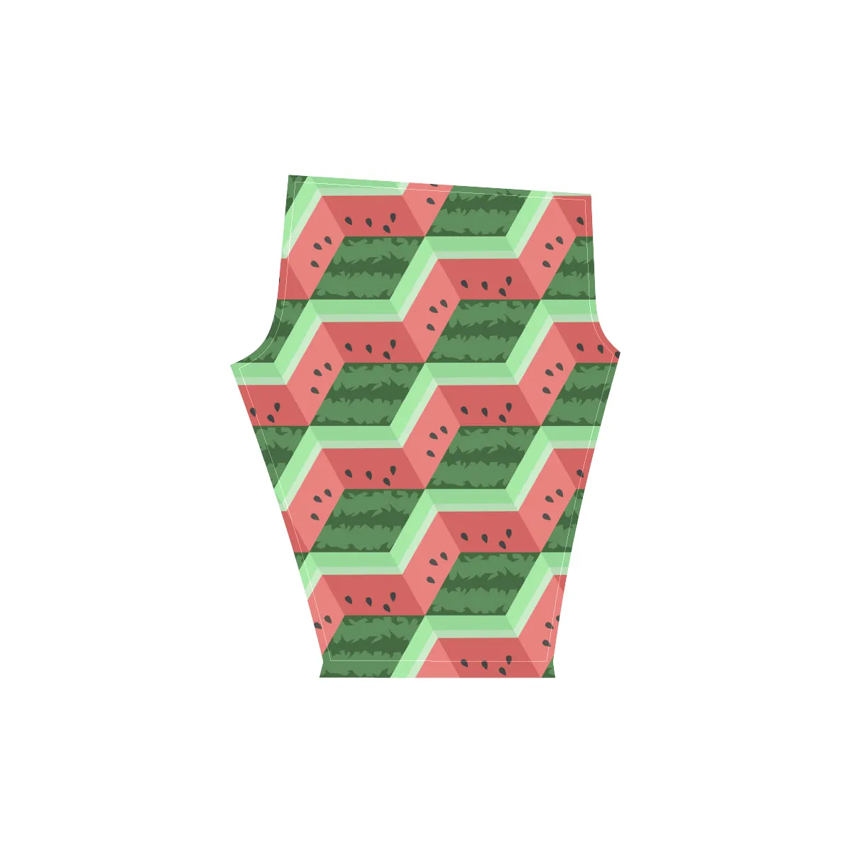 Geometric Watermelon Flat Fruit Colourful Cube Women's Low Rise Capri Leggings (Invisible Stitch)