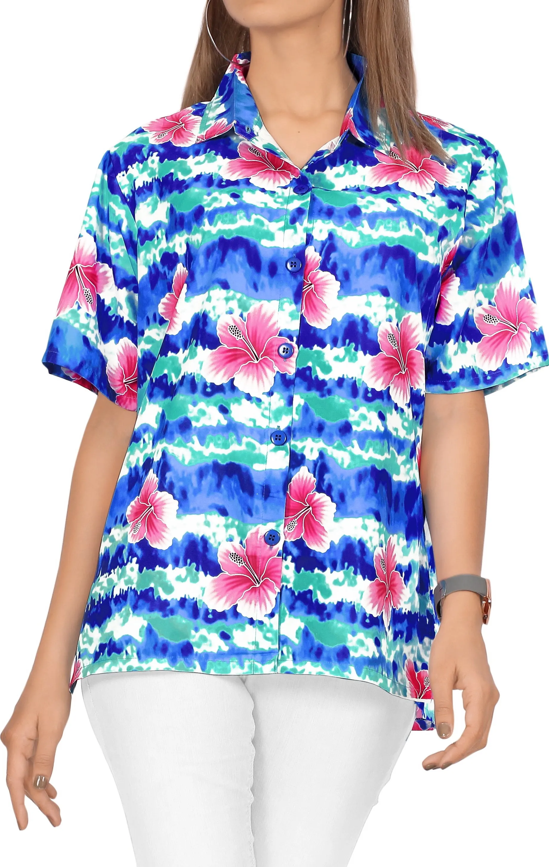 Hawaiian Shirt Ladies Beach Top Blouses Tank Casual Aloha Holiday Boyfriend