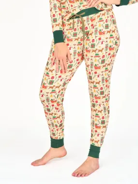 Holiday Vintage Christmas Bamboo Womens Jogger Pajamas