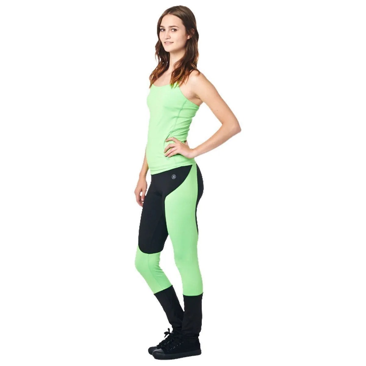 LA Society Women's Yoga Fitness Green/Black Racerback Sleeveless Tank Top and Yoga Legging Pants