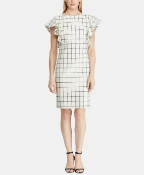 Lauren Ralph Lauren Windowpane Jacquard Dress - Cream/Navy Size 2