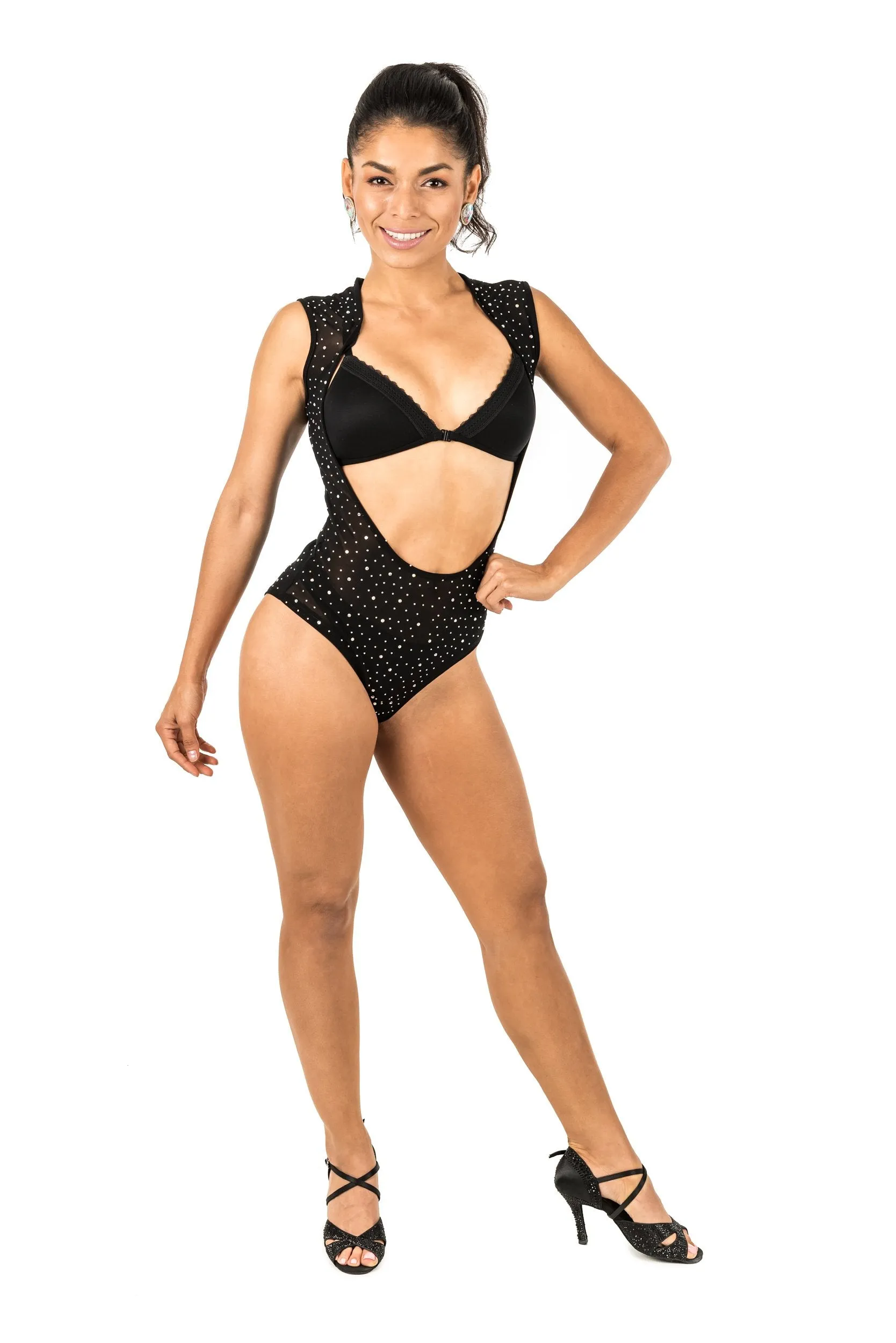 Leotard - Sleeveless rhinestone embellishment with open front (CW 180)