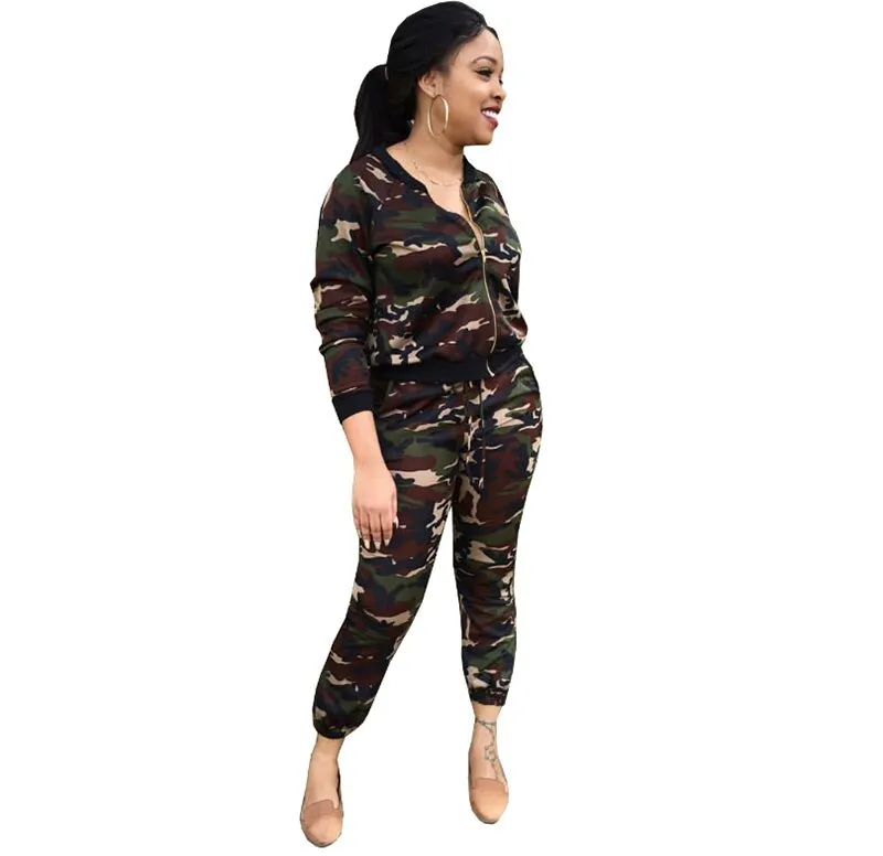 Long Sleeve Women Camouflage Yoga Suit