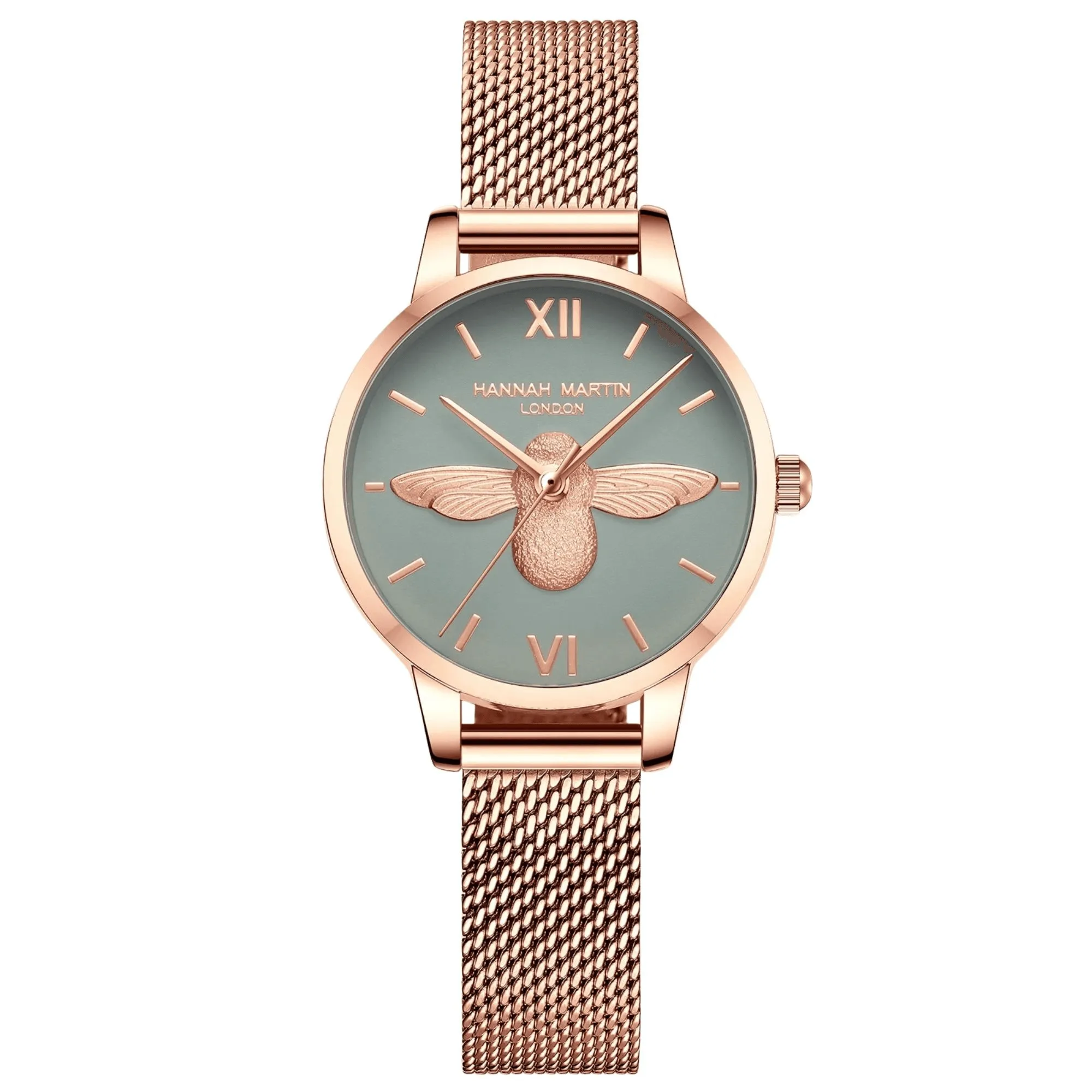 Luxury Women's Watches Rose Gold 31mm Classic Casual Girl Dress Watch Bracelet Set 3D Engraved Bee Dial Clock