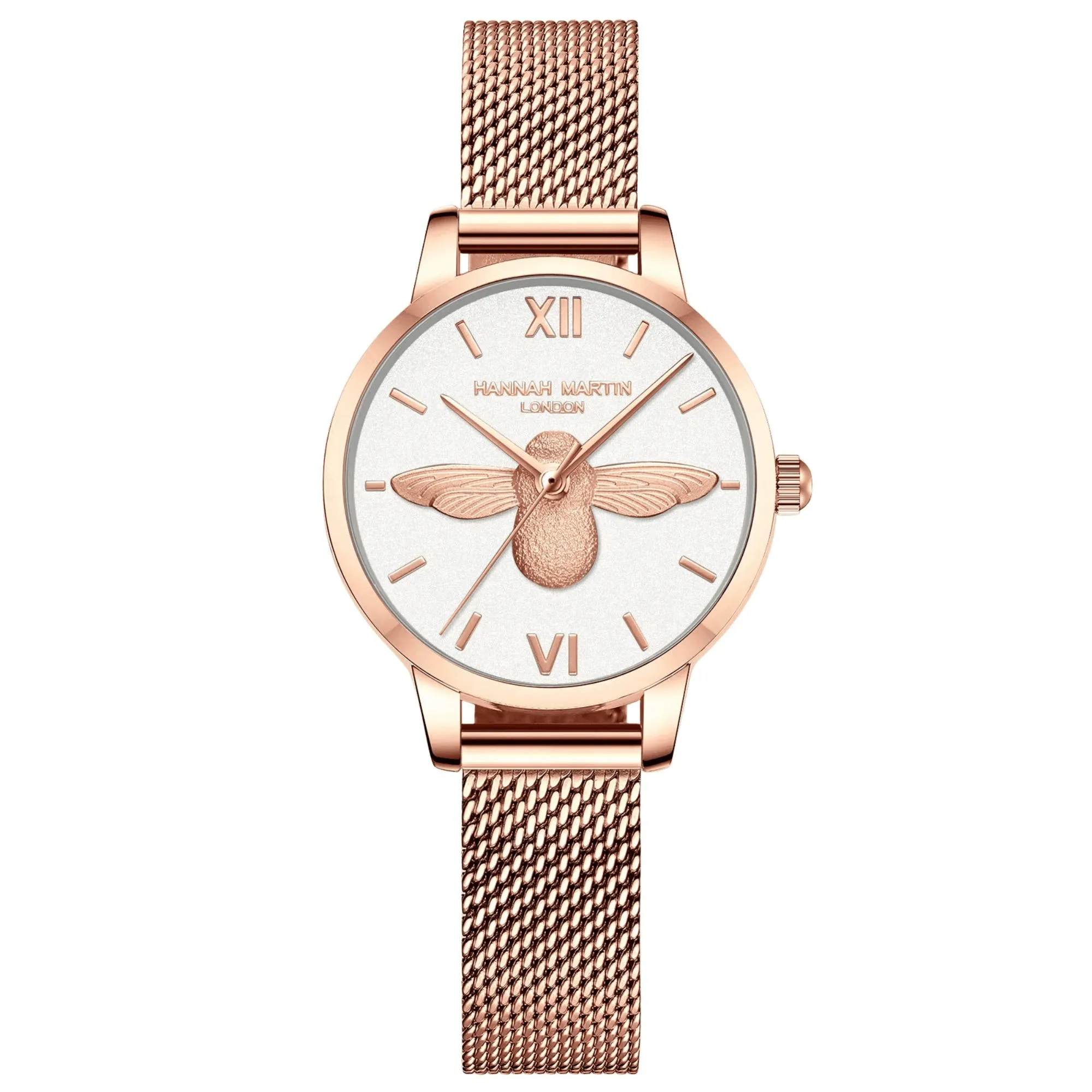 Luxury Women's Watches Rose Gold 31mm Classic Casual Girl Dress Watch Bracelet Set 3D Engraved Bee Dial Clock