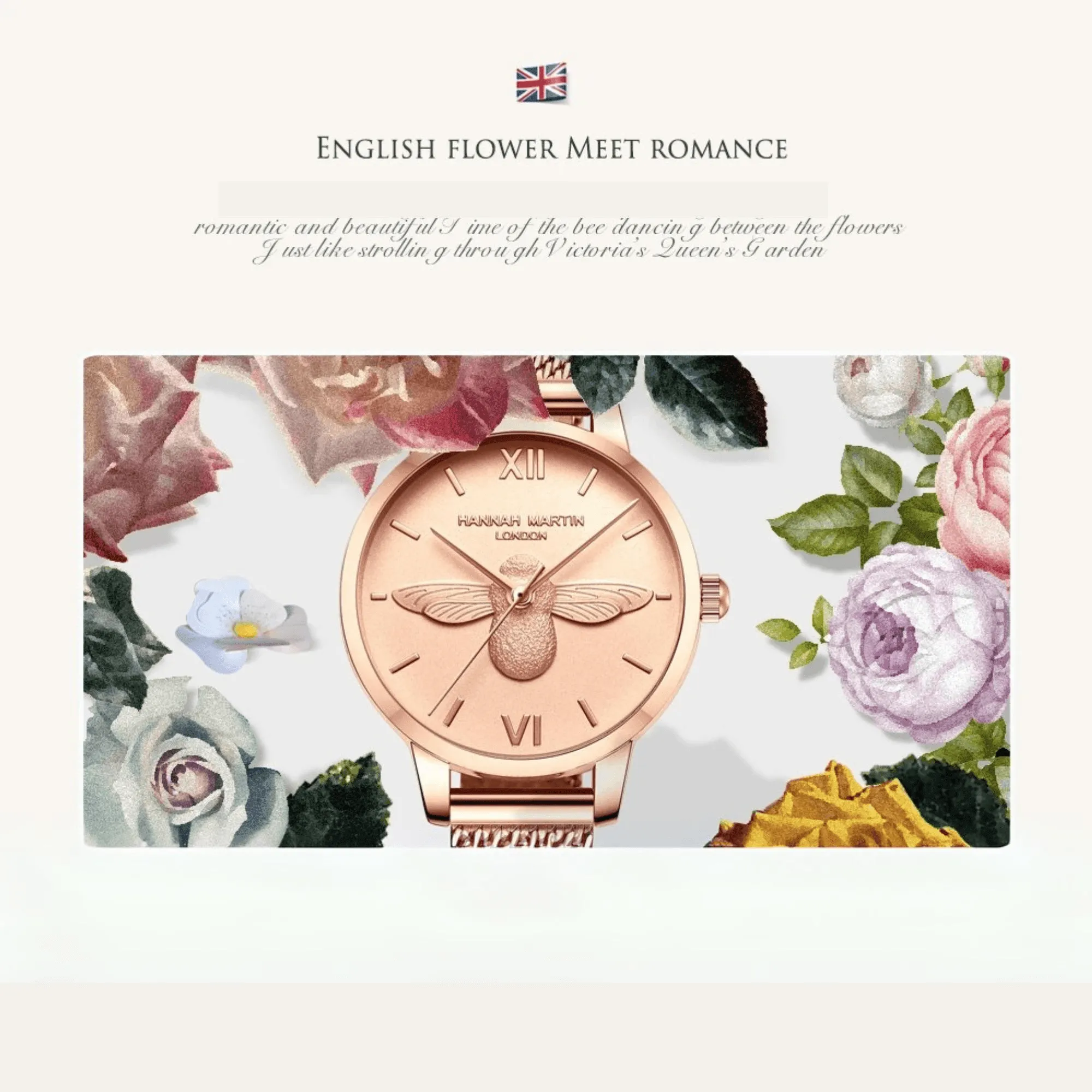 Luxury Women's Watches Rose Gold 31mm Classic Casual Girl Dress Watch Bracelet Set 3D Engraved Bee Dial Clock