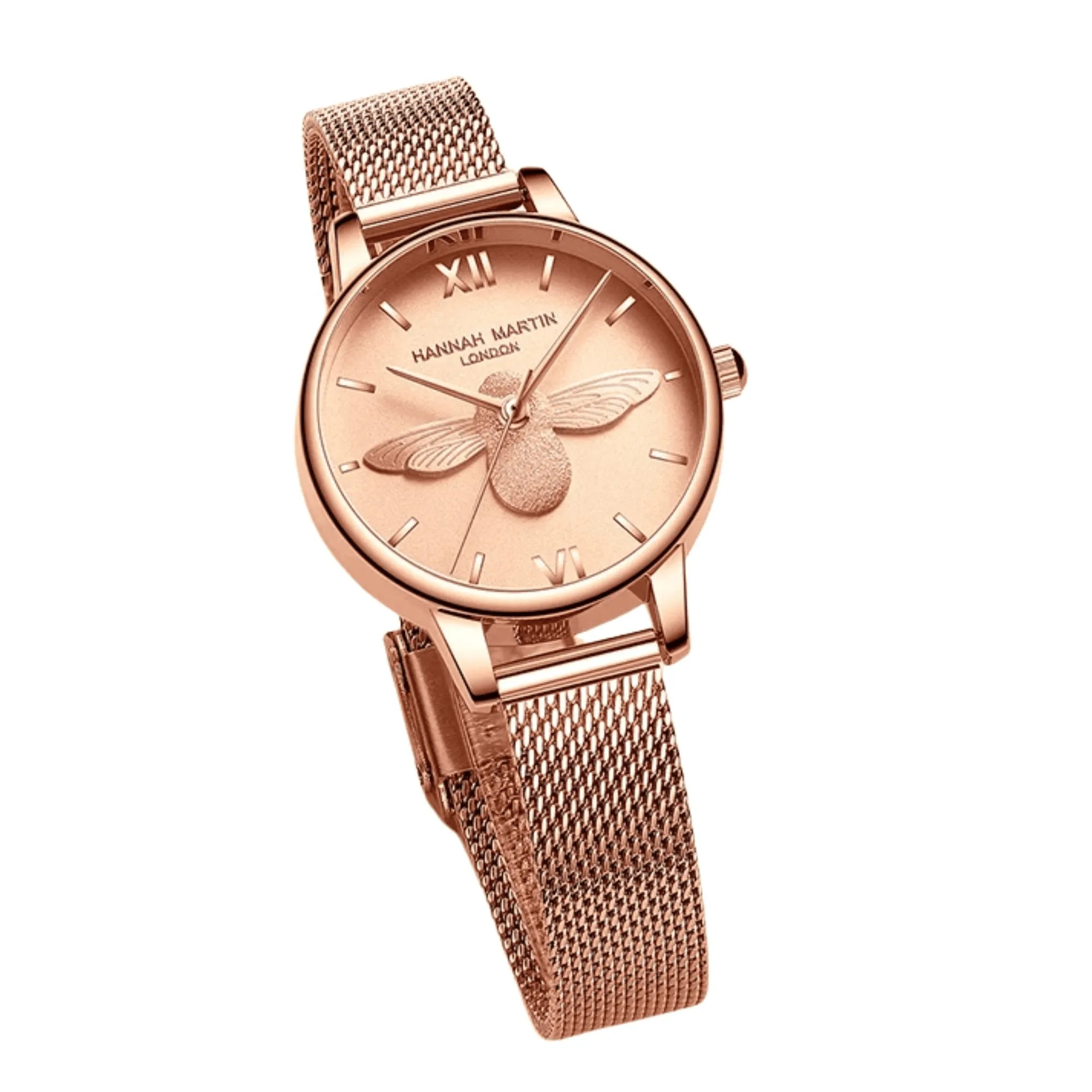 Luxury Women's Watches Rose Gold 31mm Classic Casual Girl Dress Watch Bracelet Set 3D Engraved Bee Dial Clock