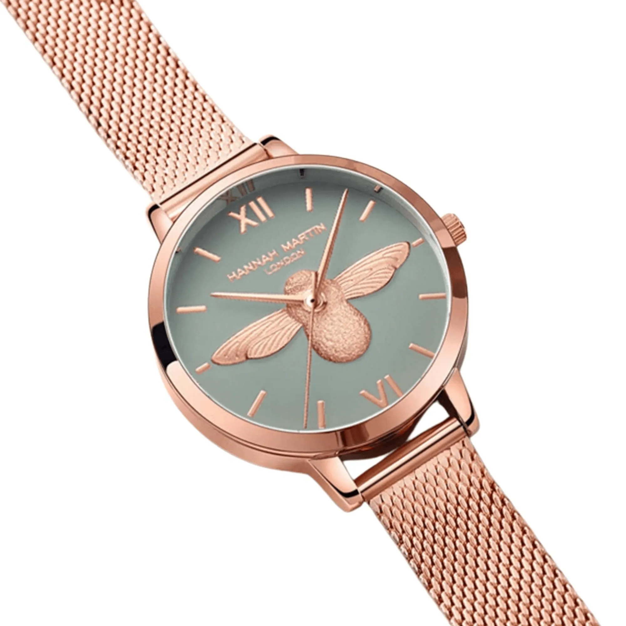 Luxury Women's Watches Rose Gold 31mm Classic Casual Girl Dress Watch Bracelet Set 3D Engraved Bee Dial Clock