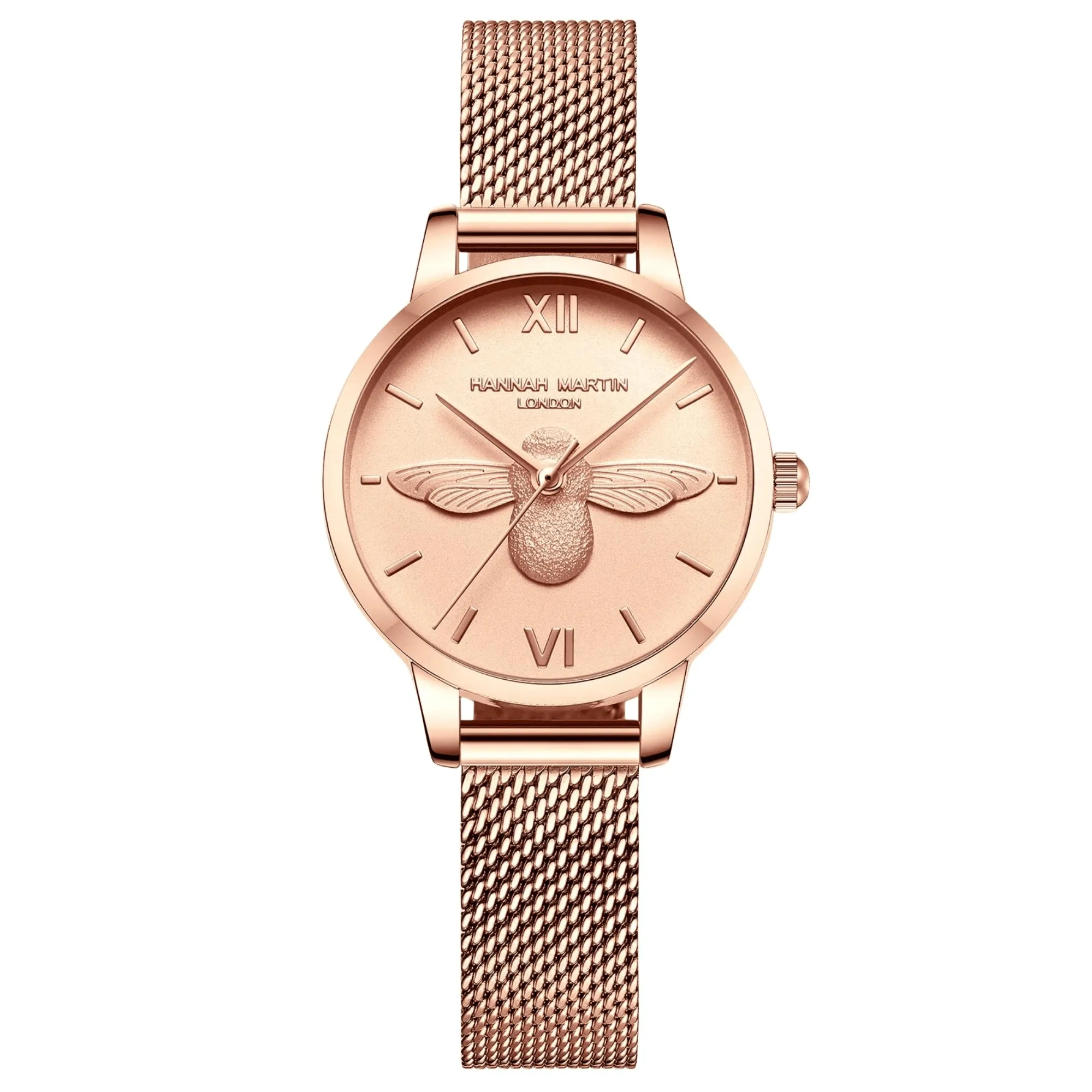 Luxury Women's Watches Rose Gold 31mm Classic Casual Girl Dress Watch Bracelet Set 3D Engraved Bee Dial Clock