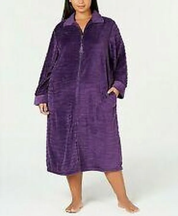 Miss Elaine Textured Fleece Long Zip Robe