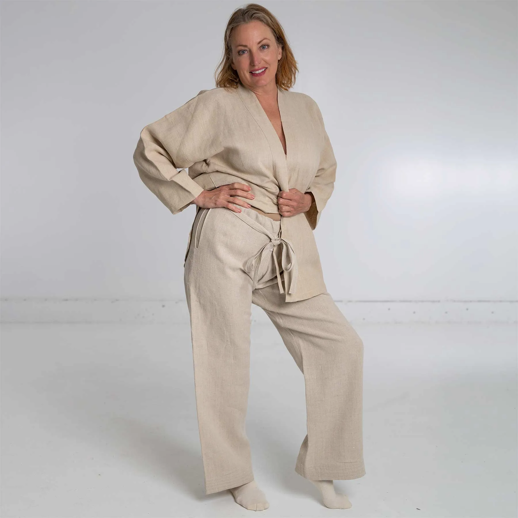 MORIO 100% Organic Hemp Karate Gi Ninja Pants (Elastic-Free; Unisex; OC Thread Option, 100% Biodegradable)