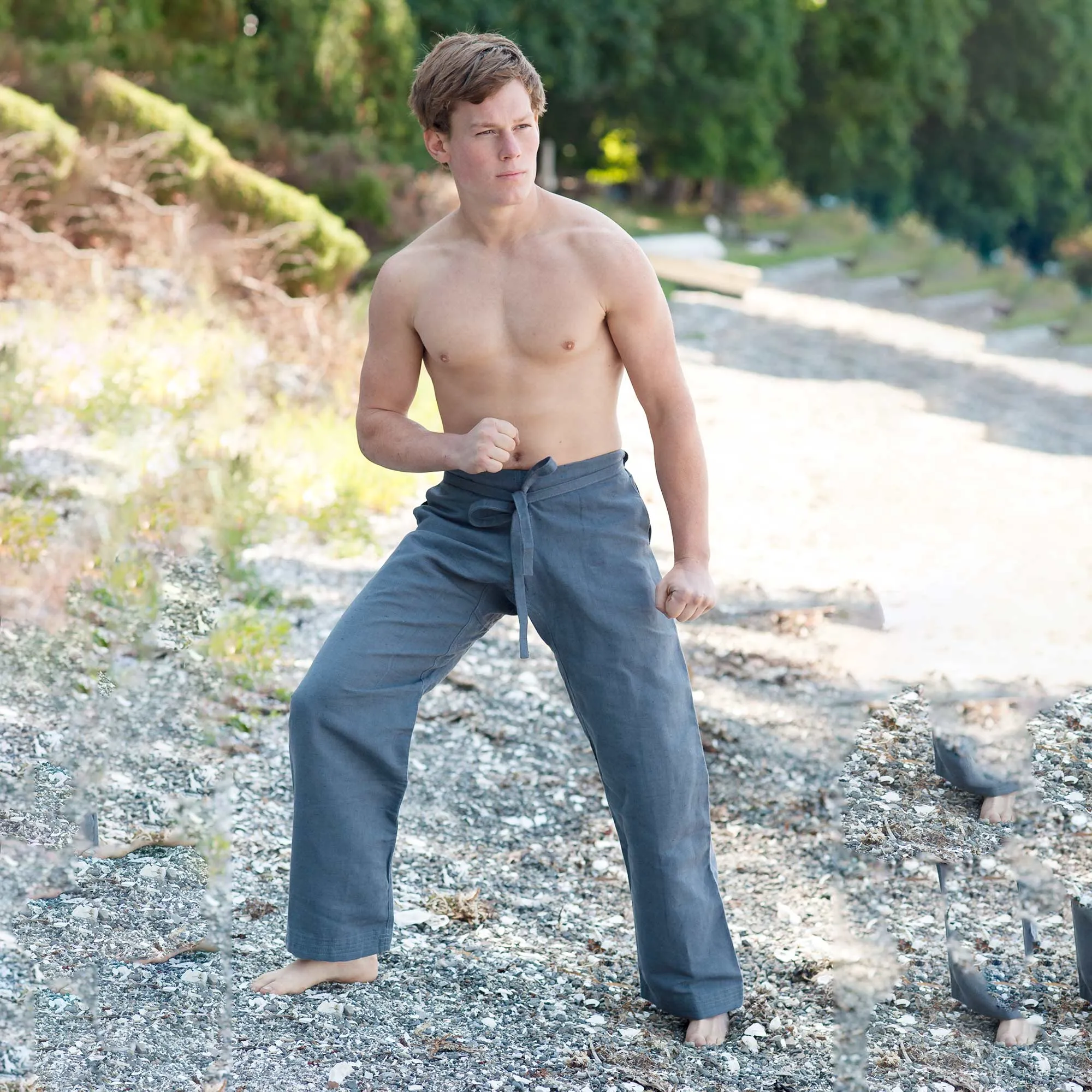 MORIO 100% Organic Hemp Karate Gi Ninja Pants (Elastic-Free; Unisex; OC Thread Option, 100% Biodegradable)