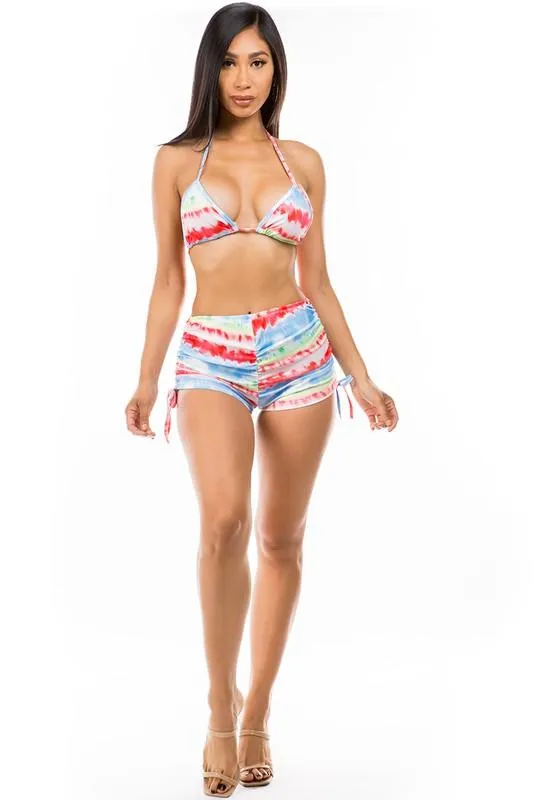 Multi Blue Pretty 2Pc Set Swimwear