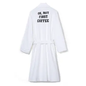 Ok, But First Coffee Plush Fleece Robe