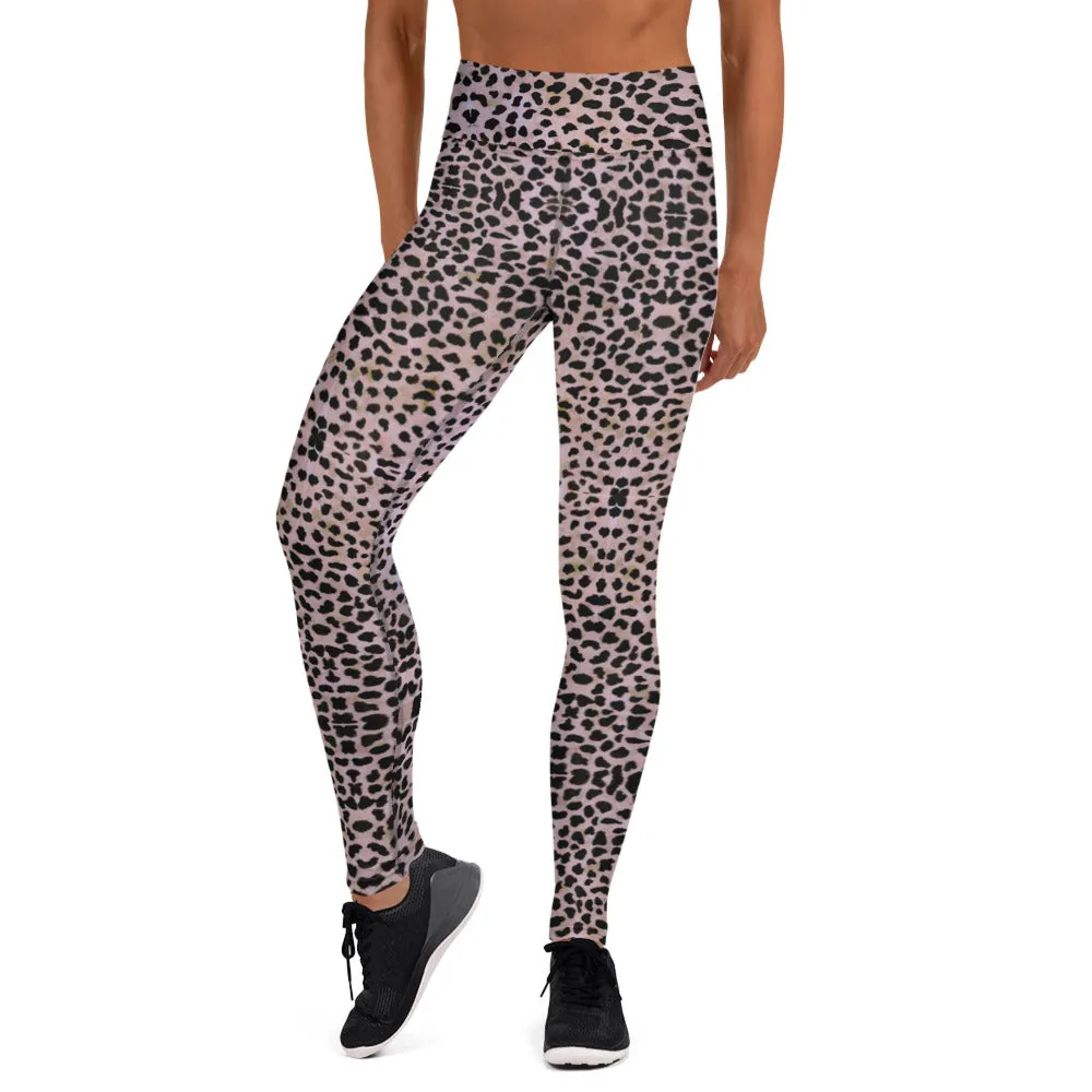 Purple Cheetah Print Yoga Leggings, Abstract Animal Print Tights For Women-Made in USA/EU/MX