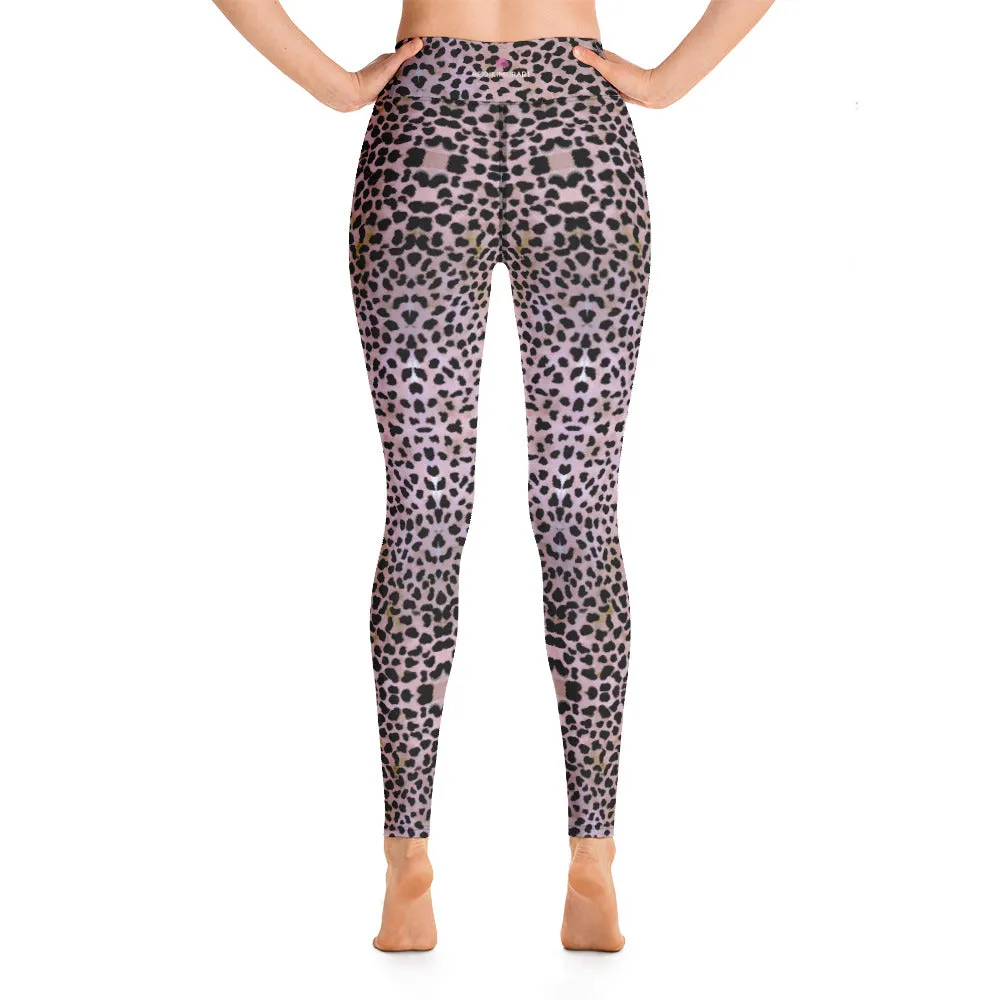 Purple Cheetah Print Yoga Leggings, Abstract Animal Print Tights For Women-Made in USA/EU/MX