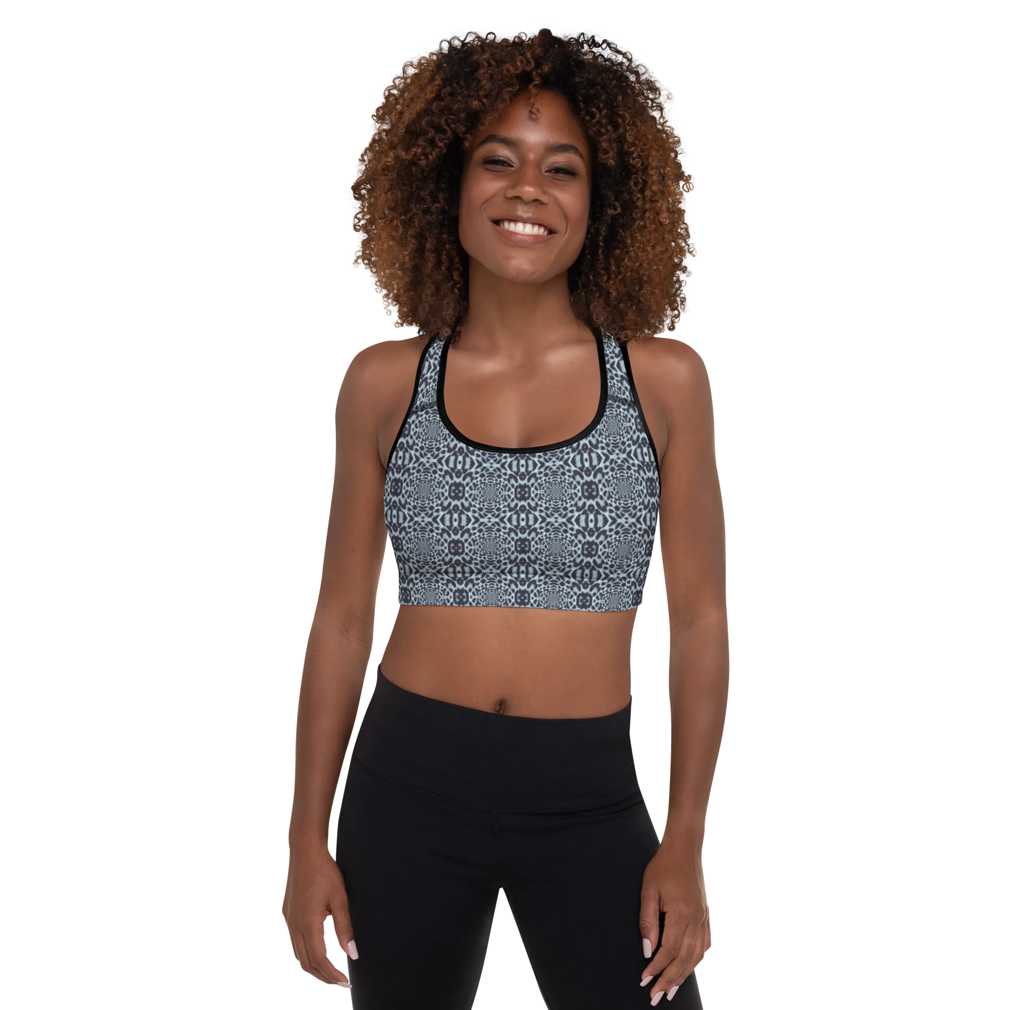 Recursia Contemplative Jaguar Padded Sports Bra In Blue