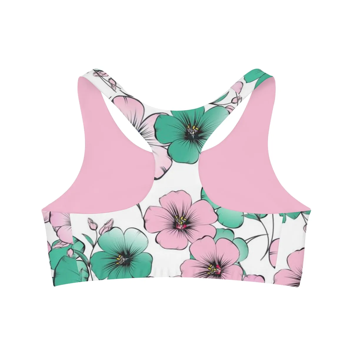 Reversible Floral and Pink Seamless Sports Bra