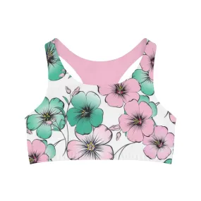 Reversible Floral and Pink Seamless Sports Bra