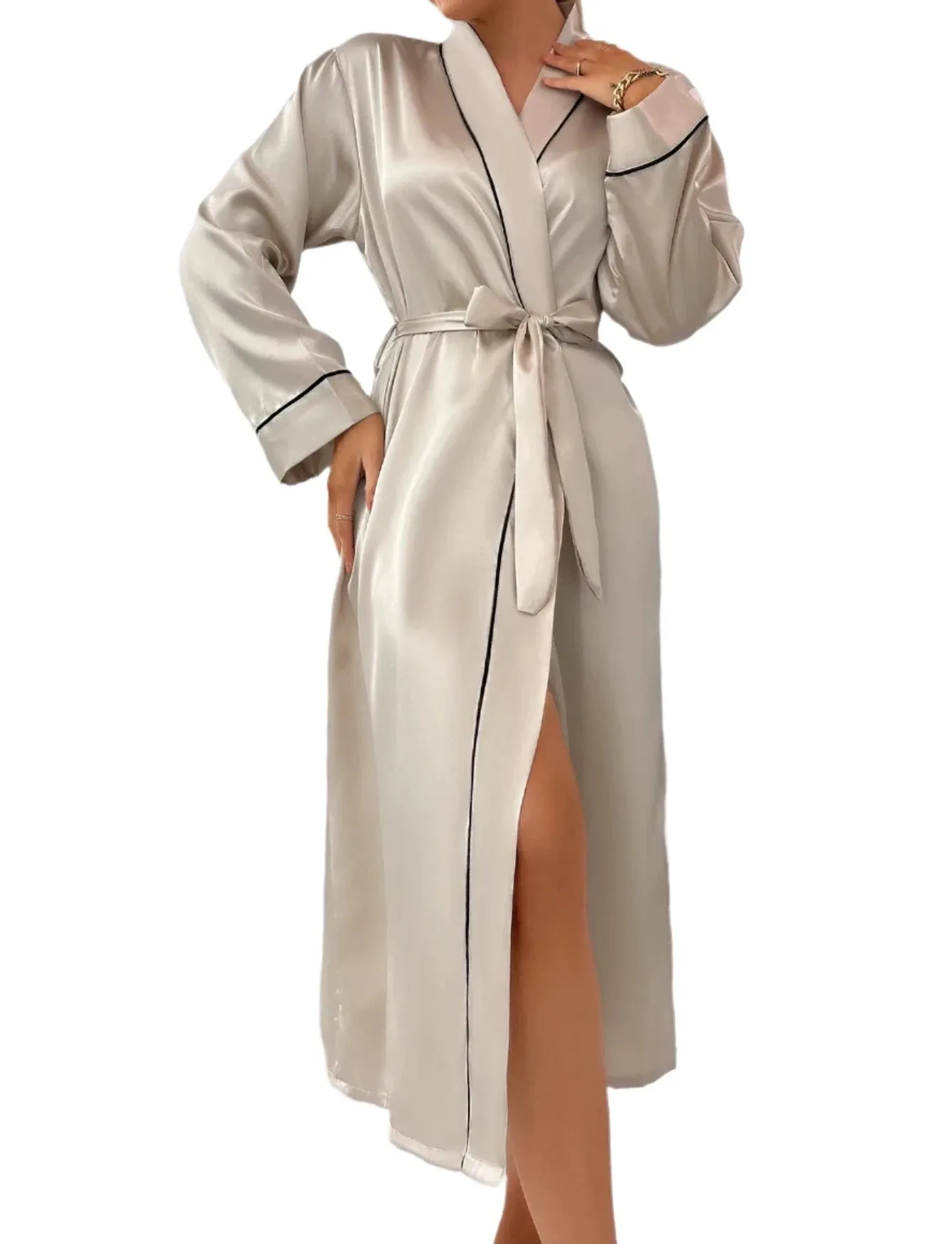 Satin Black Lined Robe