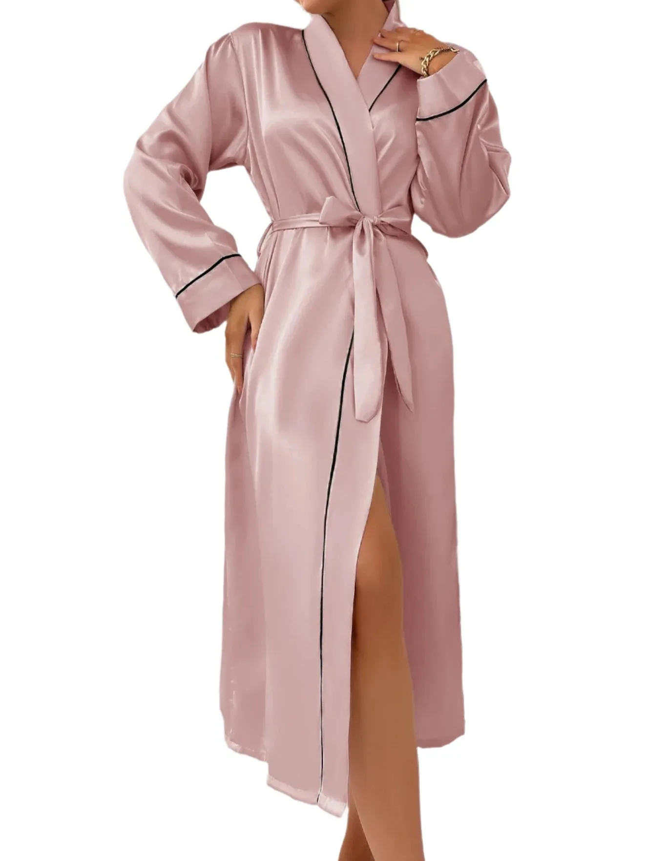 Satin Black Lined Robe