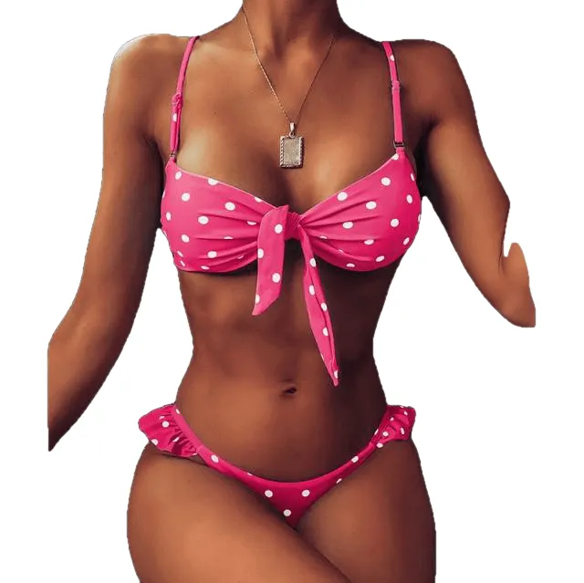 Sexy Women's High Cut Brazilian Bikinis With Leopard Print & Bowknot