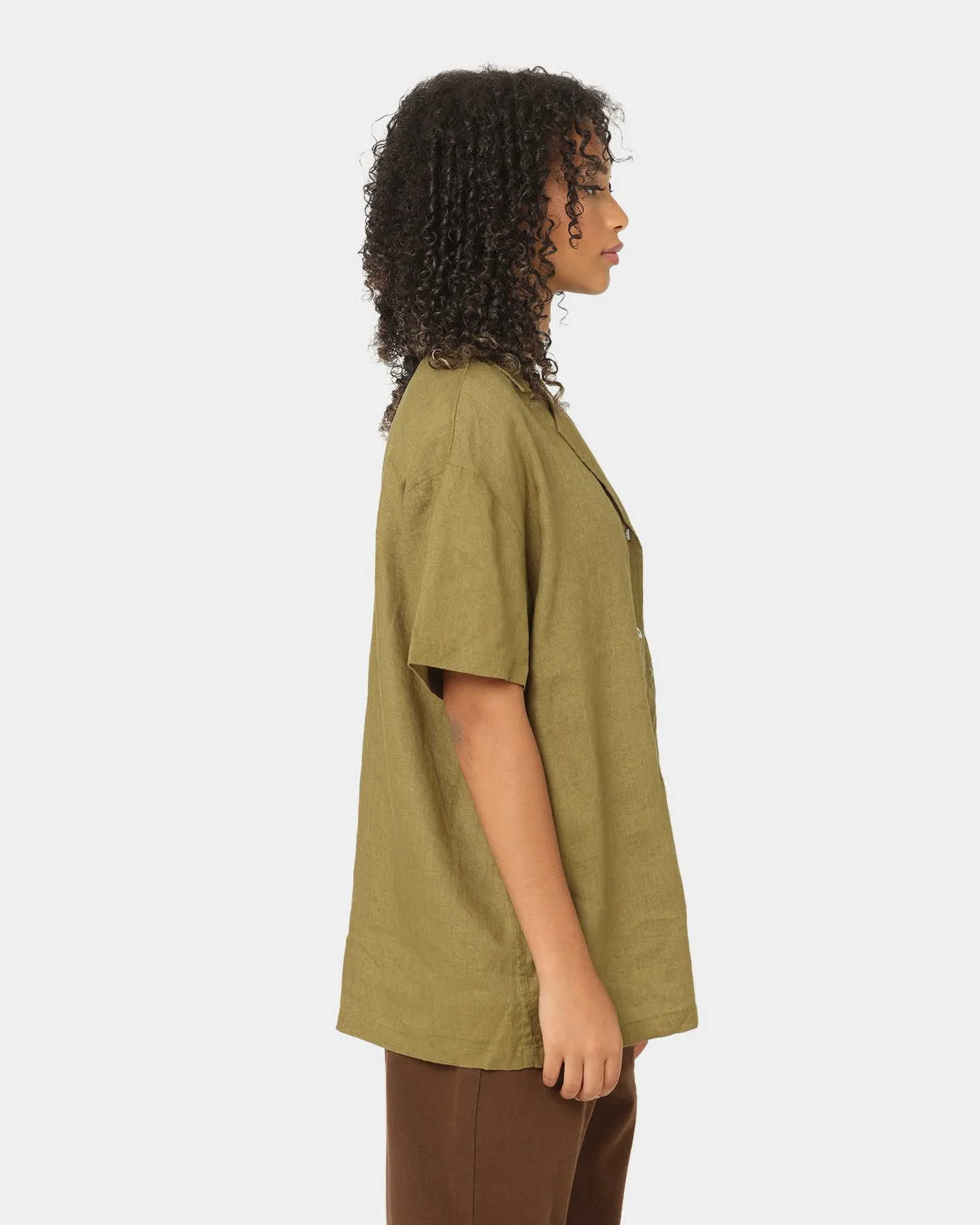 Stussy Women's Cali Linen Oversized Shirt Safari