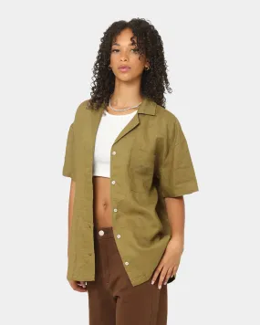 Stussy Women's Cali Linen Oversized Shirt Safari